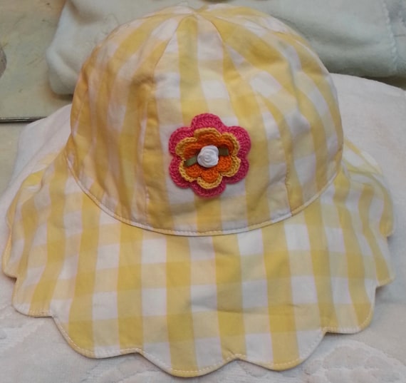 NEW GYMBOREE SUNHAT HAT GIRLS 12 18 24 MONTHS 2 3 4 5 YEARS FLORAL YELLOW PINK