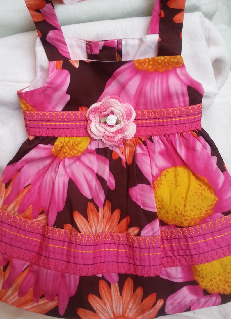 Handmade Irish Rose 2T 24 months 3T Sizes 3-6 months and 10 years Infant Toddler Girls Pink Brown Floral Dress Sundress