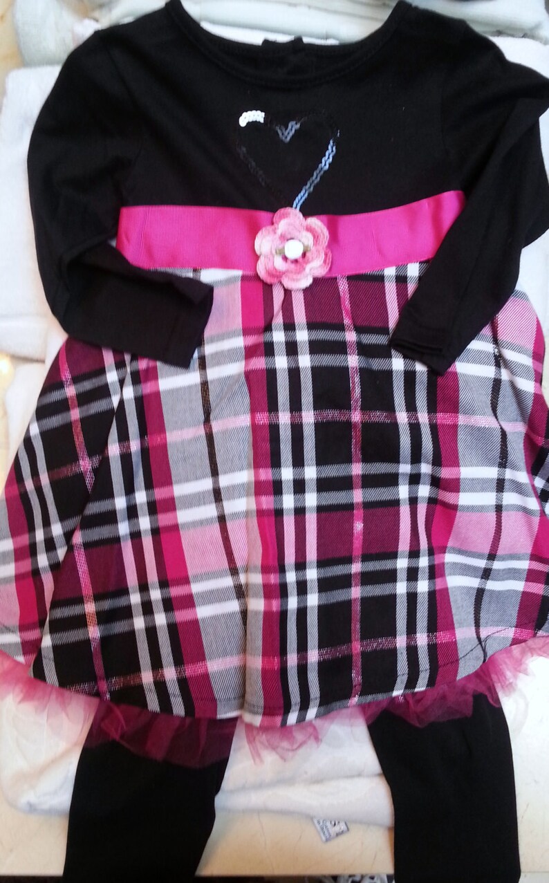 pink and black plaid dress