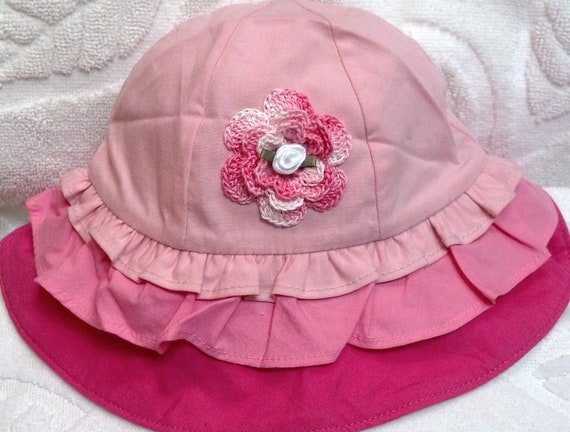 12-24 Months Sun Hat Baby Girl Pink Gingham Summer 100/% Cotton 6-12 Months
