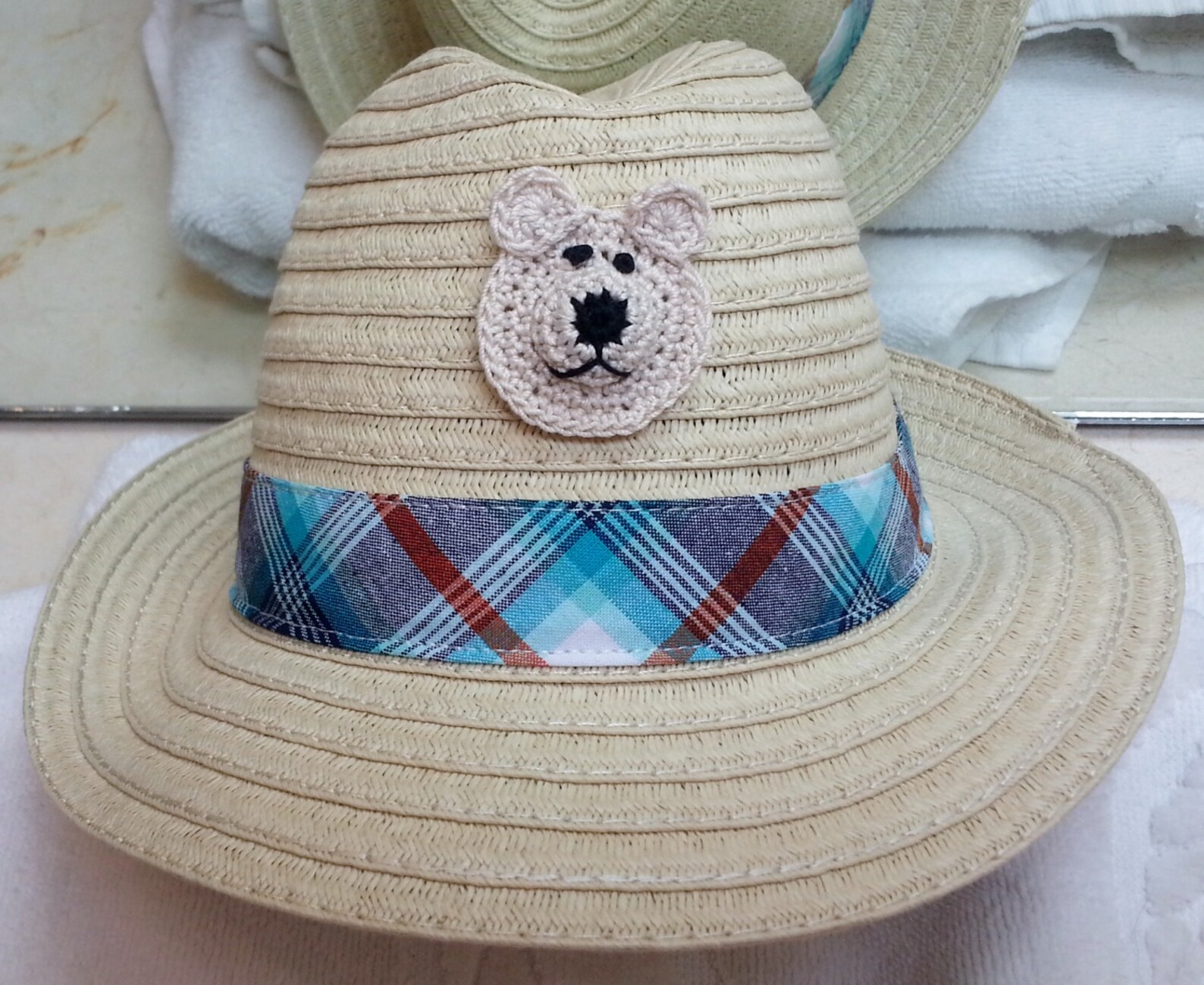 Boys Infant Toddler Tan Straw Fedora Hat Cap Handmade Etsy