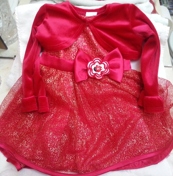red velour baby dress