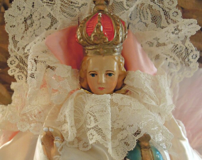 Vintage Infant of Prague Doll / Roman Catholic Icon / Baby Jesus Statue