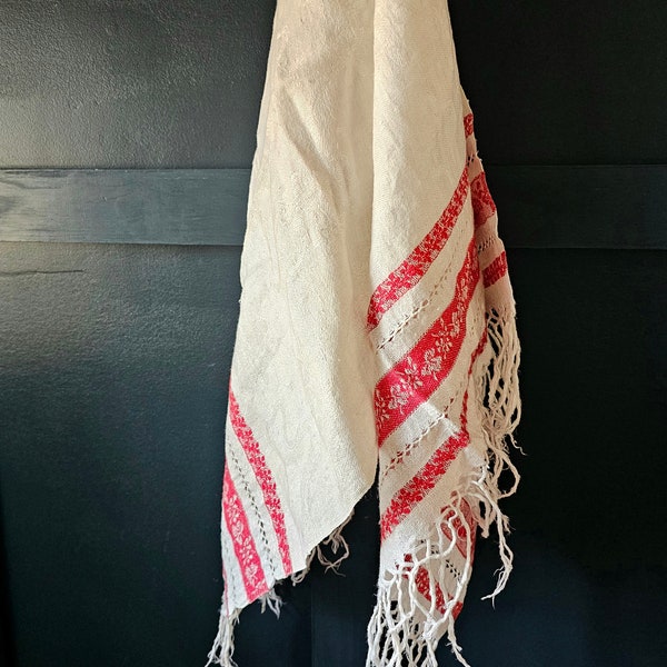 Antique Linen Turkish Towel/ Hand Knotted Fringe