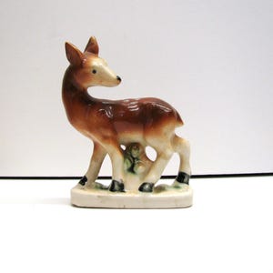 Vintage Ceramic Deer Figurine - Ceramic Woodland Deer - 1950s - Japan - Mid Century Doe Figurine - Porcelain Fawn - Brown Deer Knick Knack