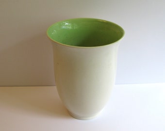 Vintage Royal Winton Vase - Royal Winton Grimwades Celedon Green Vase - Ivory on the Outside and Mint Green or Lime Green on Inside