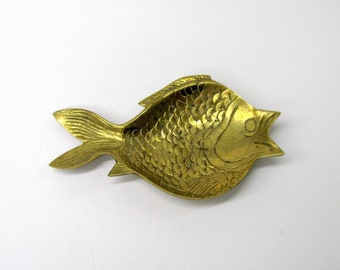 plat de poisson en laiton vintage - Plat de bibelot en laiton en forme de poisson - Plateau en laiton nautique - Animal en laiton - Plateau de clés de bibelot de poisson en laiton - Plat en anneau