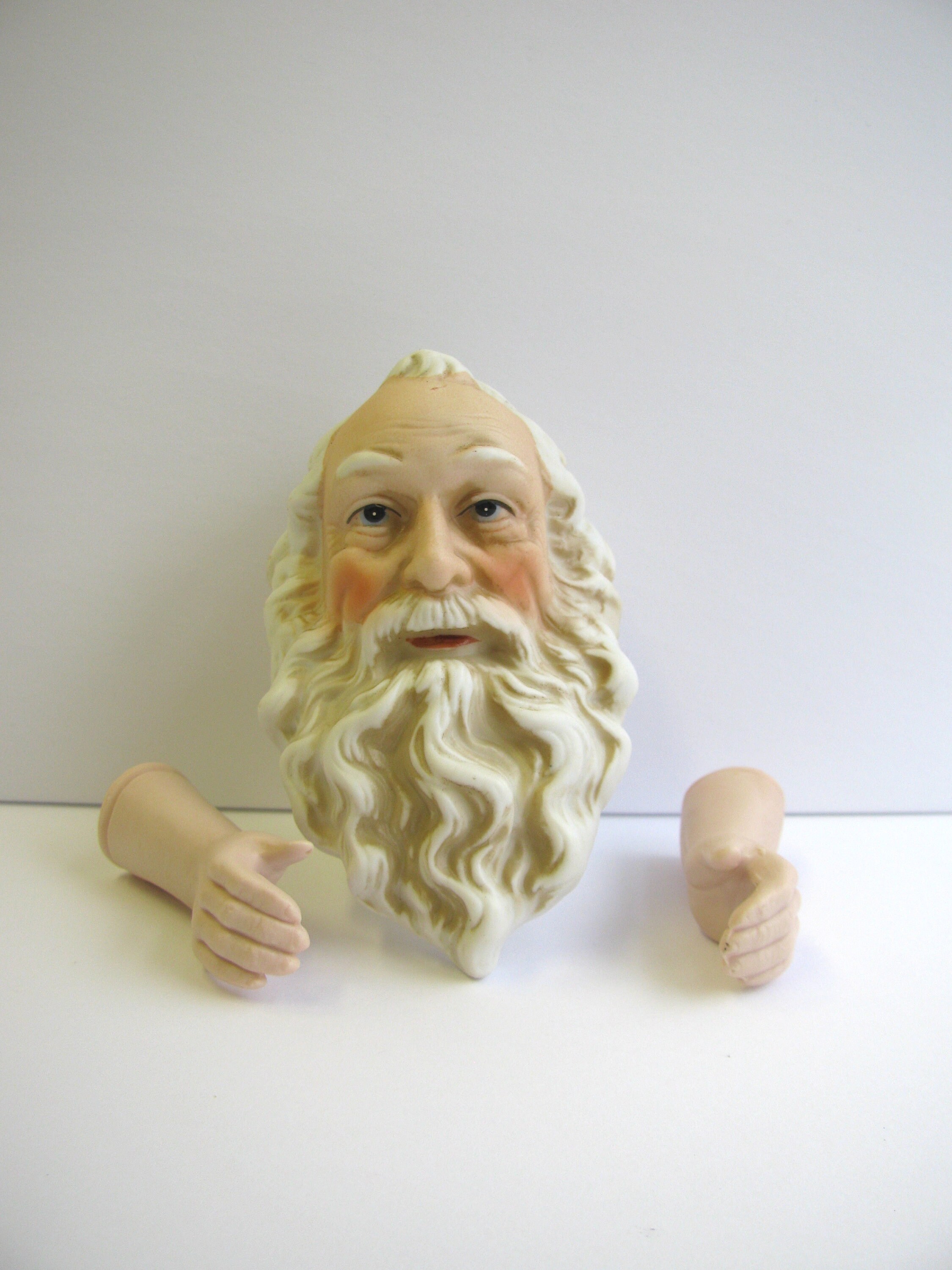 Porcelain Santa Claus Head and Hands 76MM  3" 1 set 
