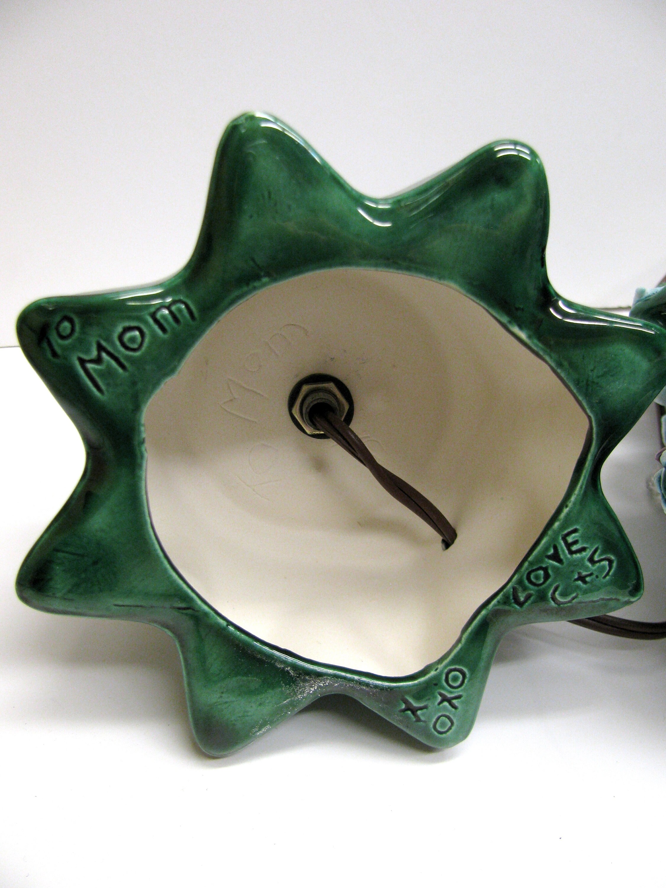 Vintage Ceramic Christmas Tree 14 Dark Green With Multicolored Plastic