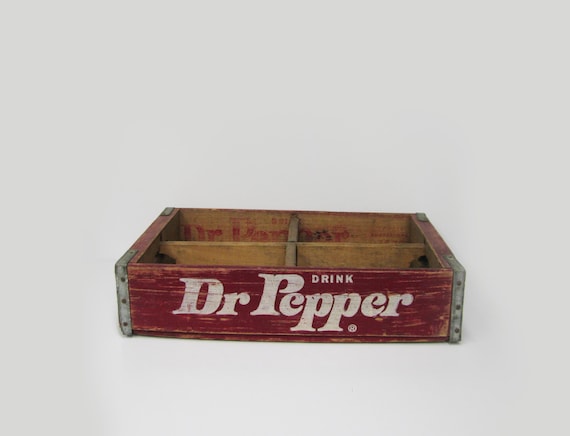Vintage Dr. Pepper Crate - Wooden Drink Dr. Pepper Case - Red