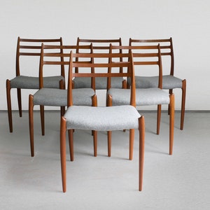 Set of 6 Danish Modern Teak Dining Chairs #78 by Niels O. Møller