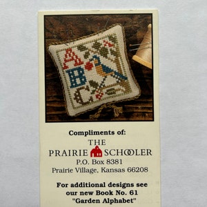 The Prairie Schooler~Cross Stitch Pattern~ABC Garden with Bird Minicard