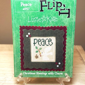 LIZZIE KATE~Cross Stitch Pattern~Flip-It~Christmas Blessings with Charm~Peace #F57