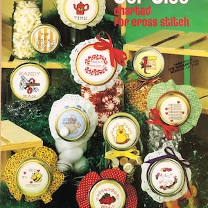 LEISURE ARTS~Cross Stitch Patterns~Jar Lids~Charted for Cross Stitch~Leaflet #211~11 Designs