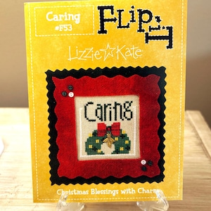 LIZZIE KATE~Cross Stitch Pattern~Flip-It~Christmas Blessings with Charm~Caring #F53