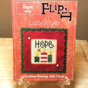 LIZZIE KATE~Cross Stitch Pattern~Flip-It~Christmas Blessings with Charm~Hope #F48