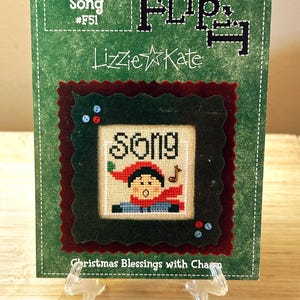 LIZZIE KATE~Cross Stitch Pattern~Flip-It~Christmas Blessings with Charm~Song #F51