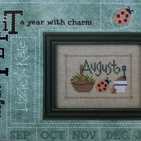 LIZZIE KATE~Cross Stitch Pattern~Flip-It August~A Year with Charm