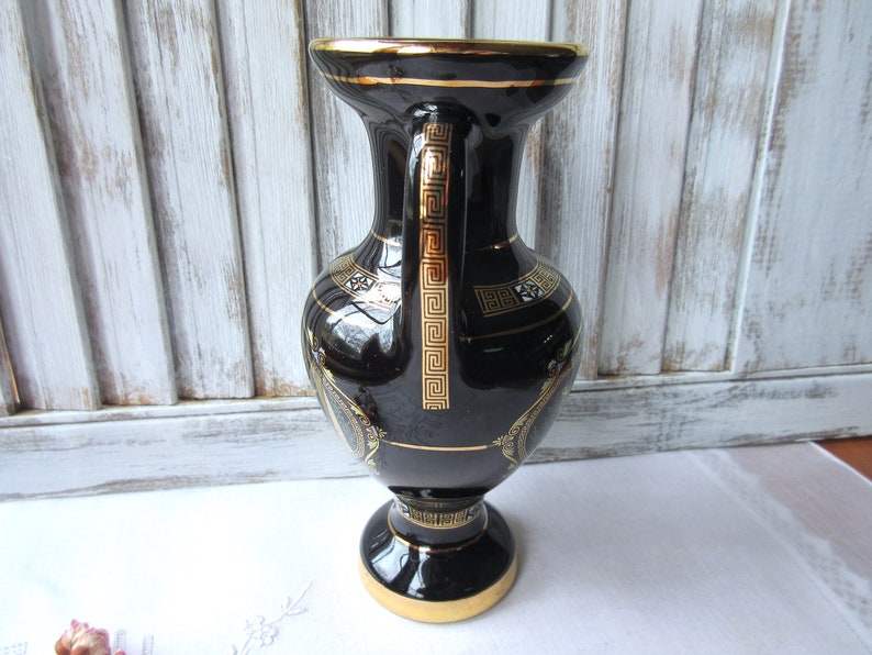 Black and Gold Vase Hand Made in Greece 24K Gold Black Vase Etsy