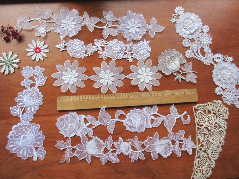 Floral Appliques Sewing Supplies Vintage Embroidery Wedding Etsy