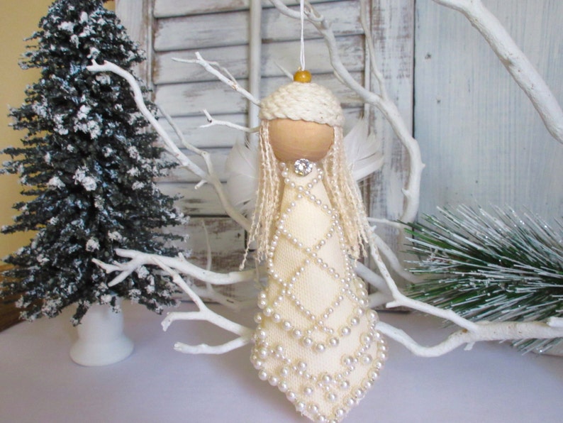 Angel Christmas Ornament Bided Angel Rustic Ornament Home Decor