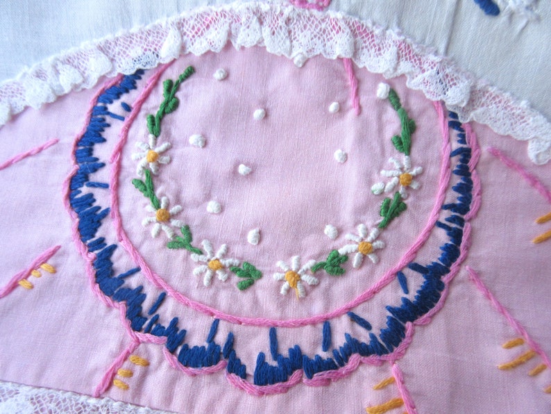 Vintage Runner Embroidered Runner Flower Basket Southern Etsy