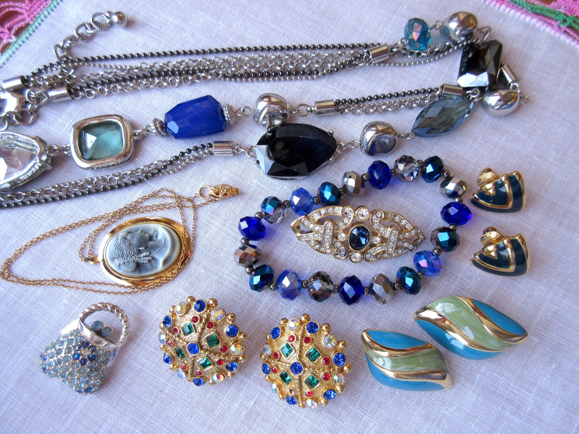 Jewelry lot costume jewelry blue jewelry lot brooch Etsy