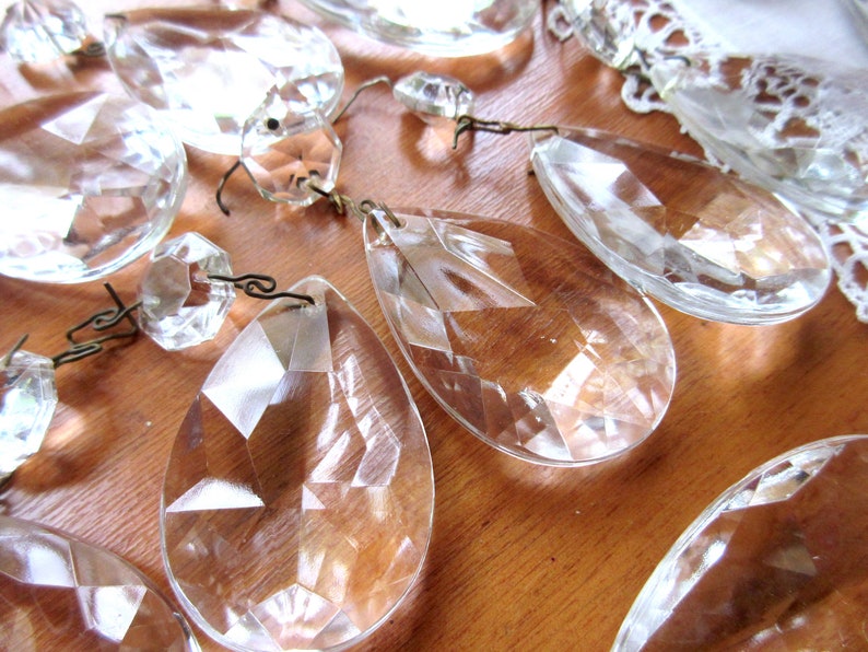 Vintage  Crystal Teardrop  Chandelier Crystal Prism Tear Drops Jewelry Supply Bridal Wedding Decor Art