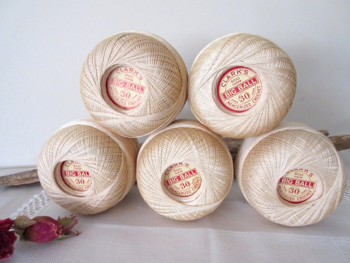 Clark's Big Ball Crochet Thread Mercerized No. 30 Etsy