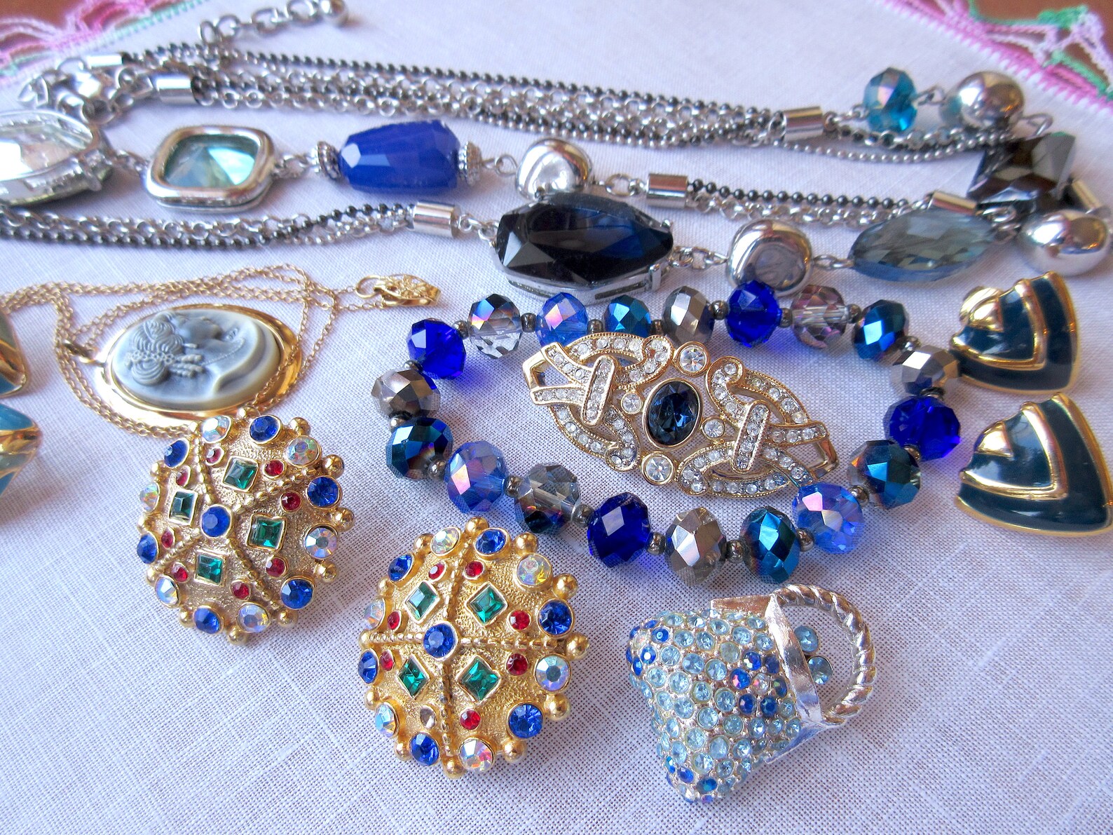 Jewelry Lot Costume Jewelry Blue Jewelry Lot Brooch Etsy