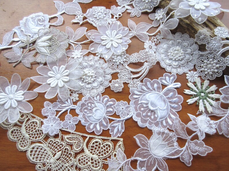 Floral Appliques Sewing Supplies Vintage Embroidery Wedding Etsy