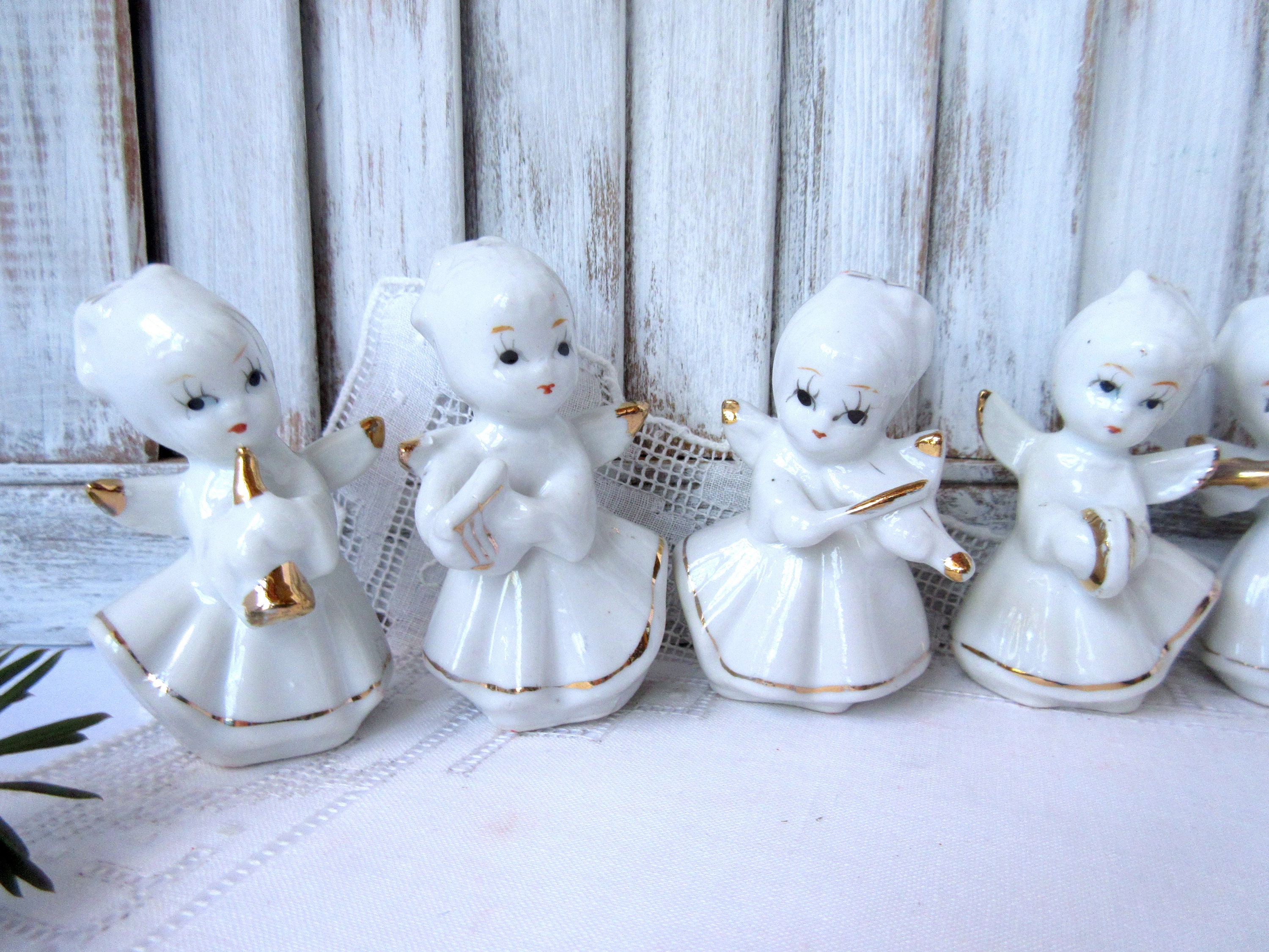 Musical Angel Figurines Collection Angels Christmas Etsy