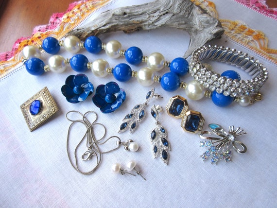 Estate jewelry lot , costume jewelry, blue jewelry