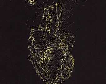 The State of My Heart - A4 - gold ink on black paper