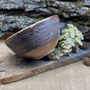 Textured Wood-Fired Bowl- Willow Pattern-Handmade Pottery