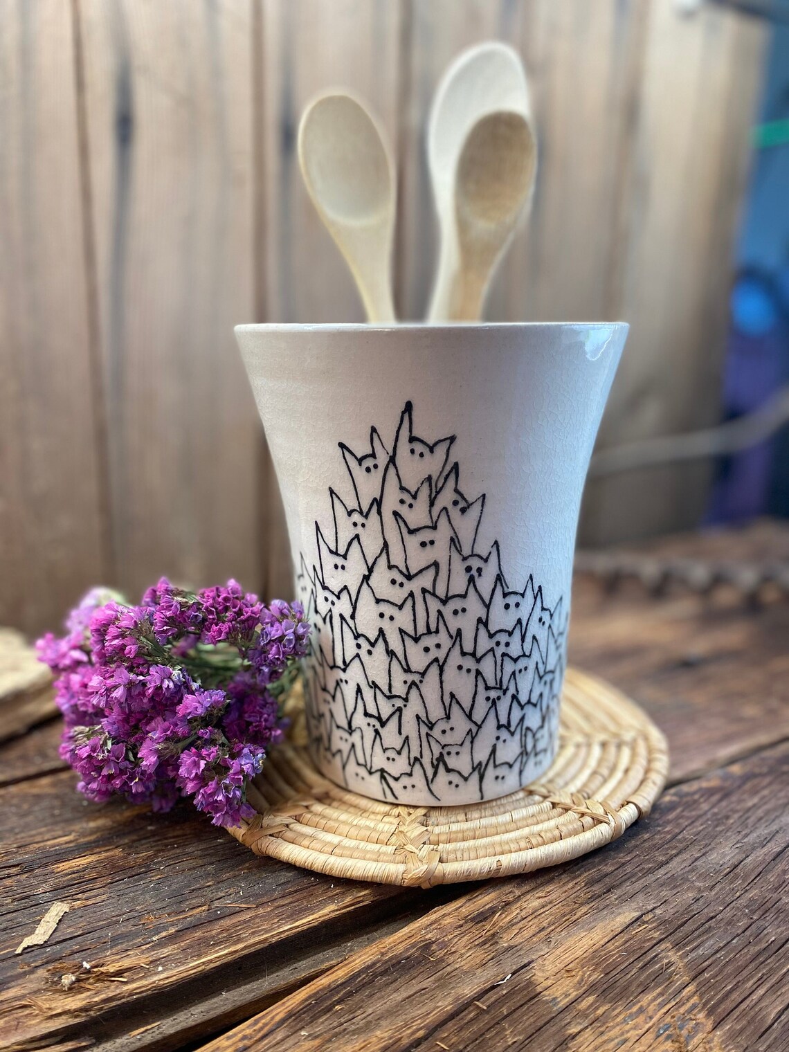 Whisker Peaks on a Utensil Holder Etsy