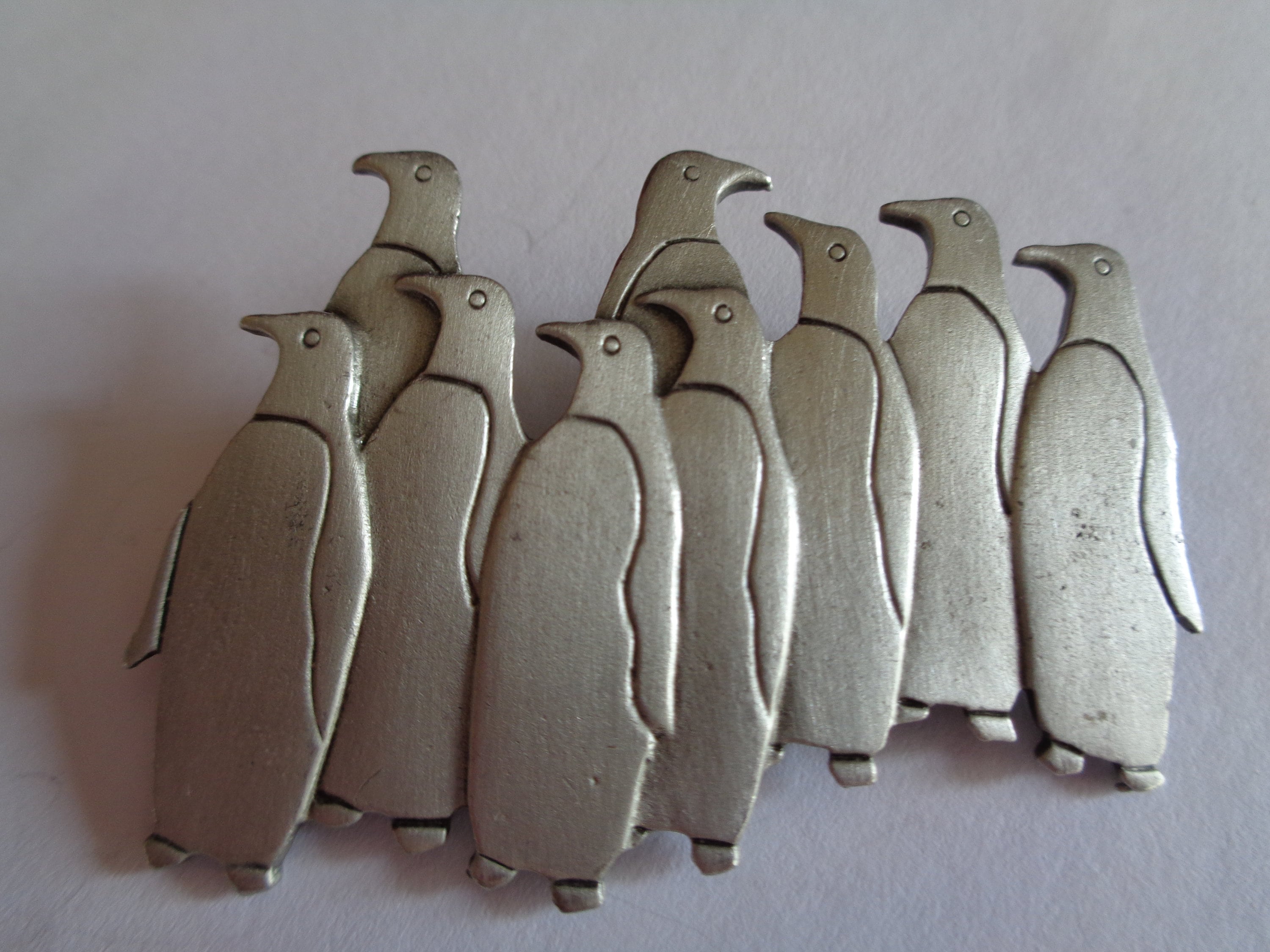 Vintage Signed JJ Silver Pewter Group of Penguins Brooch/pin Etsy UK