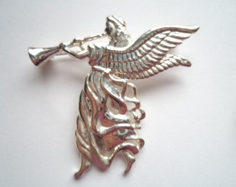 Vintage Signed Danecraft Silvertone Arc Angel Brooch/Pin