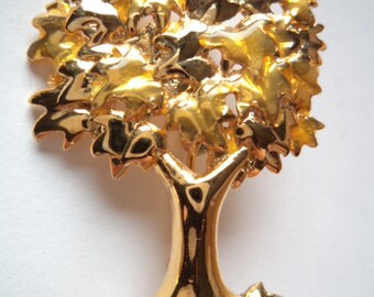 Vintage Signed Danecraft Goldtone Tree Brooch/Pin