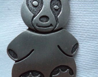 Vintage Signed JJ Silver pewter Panda Brooch/Pin