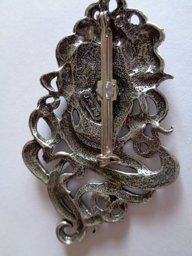 Vintage Signed JJ Silver Pewter Art Nouveau Lady Brooch/pin Etsy