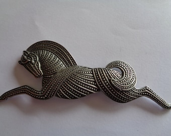 Silvertone Detailed Art Deco Horse Brooch/Pin