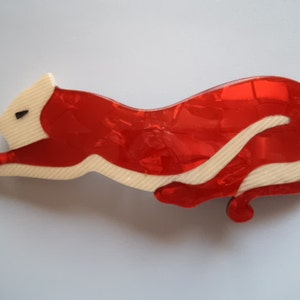 Vintage Signed Lea Stein Red/Cream Panther Brooch/Pin