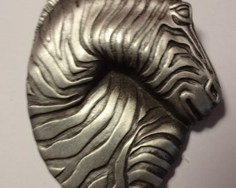 Vintage Signed JJ Silver pewter Zebra Brooch/Pin   Rare