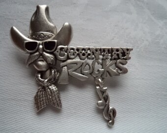 Vintage Signed Danecraft Silver pewter Country Rocks Brooch/Pin