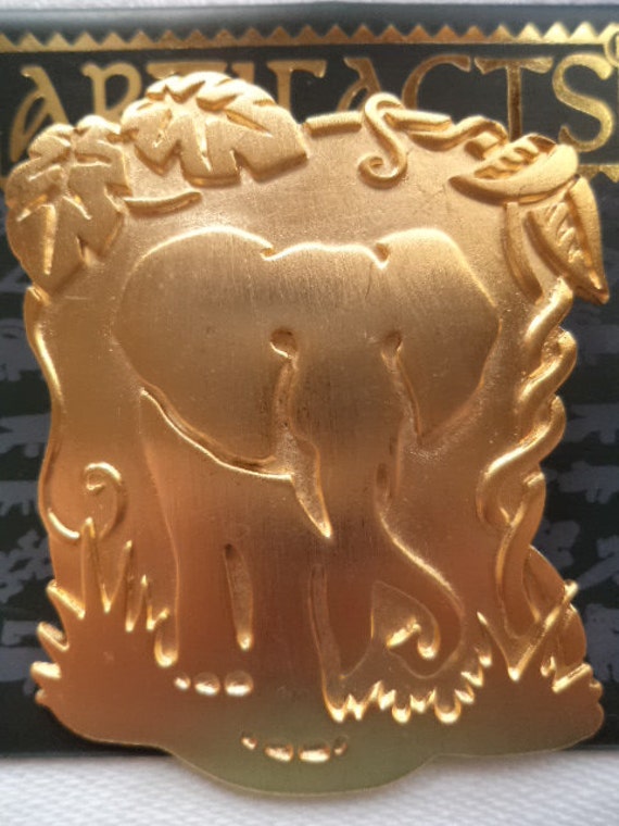 Vintage Signed JJ  Gold pewter Elephant Brooch/Pin - image 1