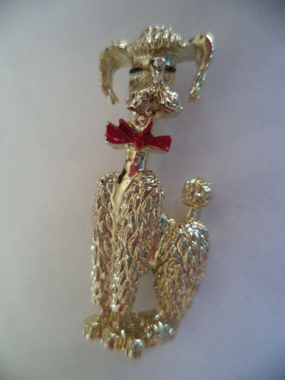 Vintage Signed Small Goldtone Gerrys Poodle weari… - image 1