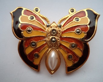 Vintage Signed Danecraft Multi Coloured Butterfly Brooch/Pin