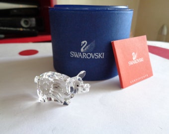 Vintage Swan Stamped Swarovski Zodiac Pig Boxed VGC Retired