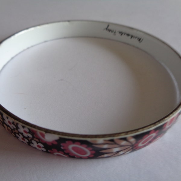 Vintage Signed Michaela Frey Brown and Pink Enamelled Bangle